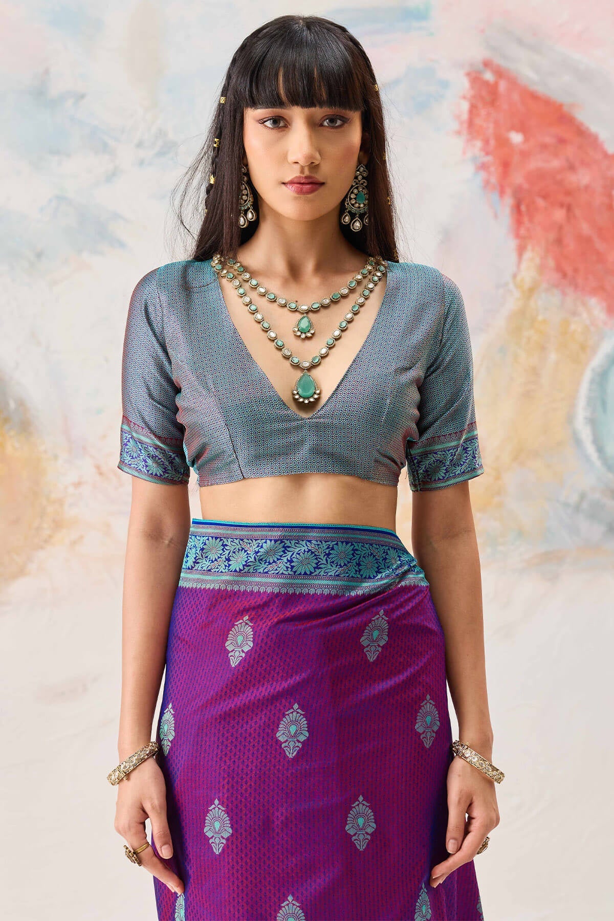Charismatic Purple Kanjivaram Silk Saree With Jubilant Blouse Piece