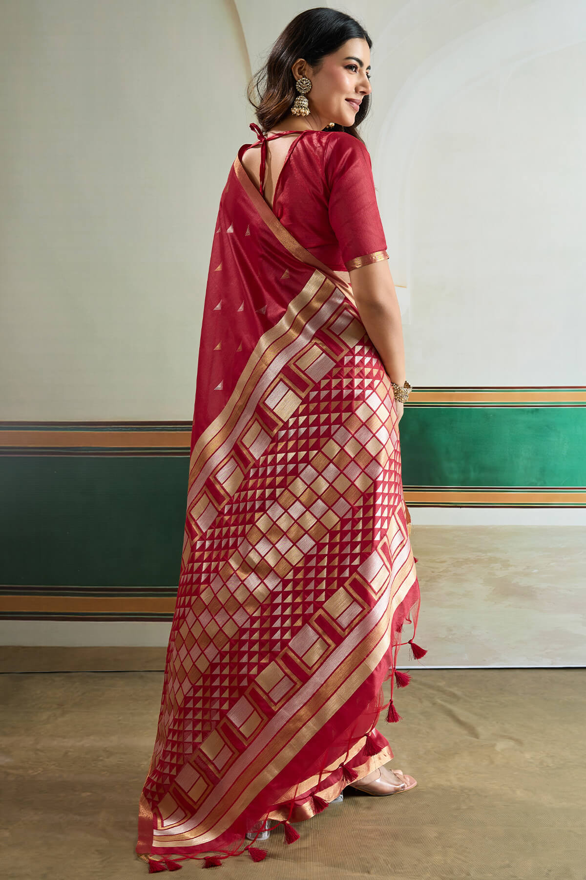 Improbable Maroon Pure Zari Weaving Banarasi Tussar Silk Saree With Marvellous Blouse Piece