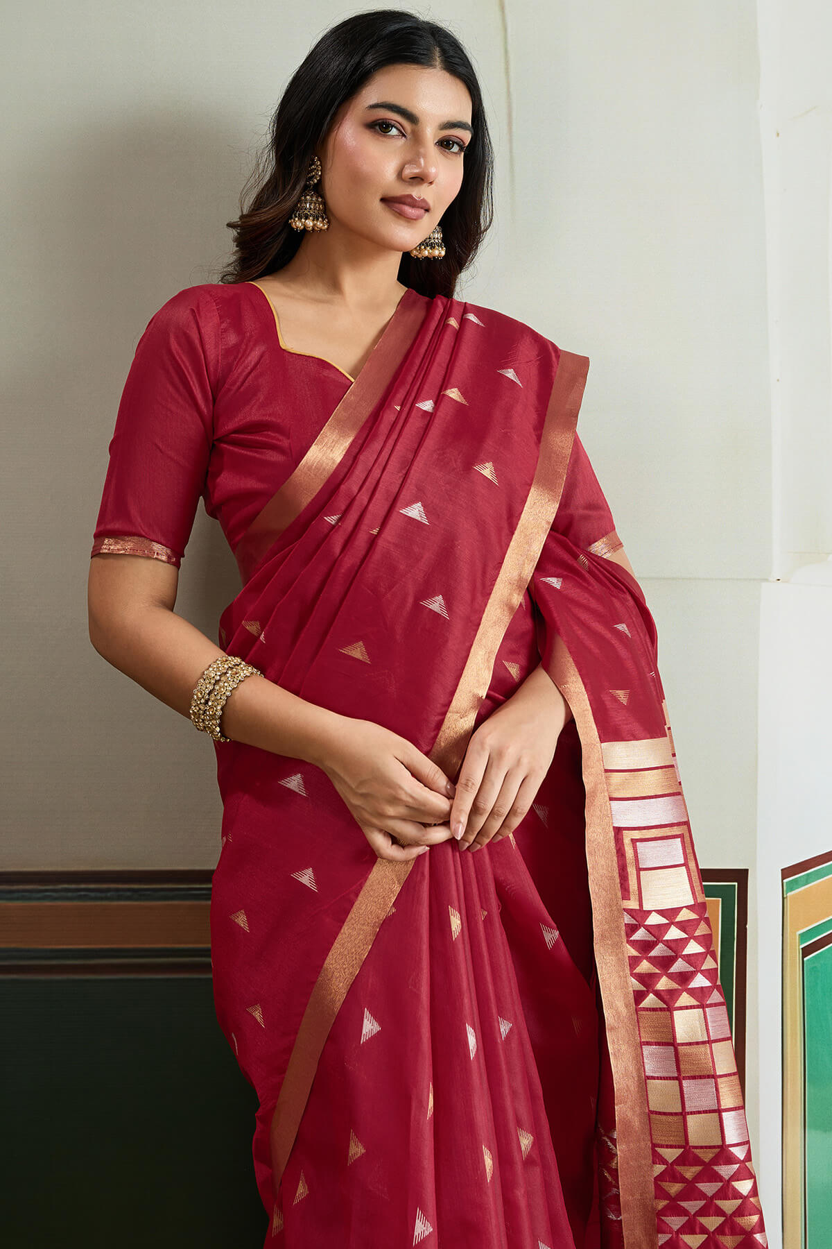 Improbable Maroon Pure Zari Weaving Banarasi Tussar Silk Saree With Marvellous Blouse Piece
