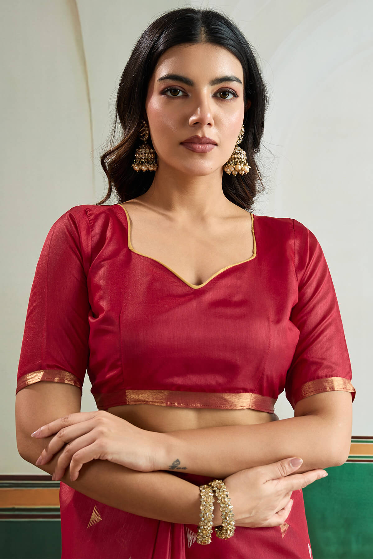 Improbable Maroon Pure Zari Weaving Banarasi Tussar Silk Saree With Marvellous Blouse Piece