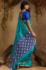 Preferable Firozi Pure Zari Weaving Banarasi Tussar Silk Saree With Enthralling Blouse Piece
