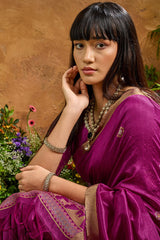 Ornate Purple Banarasi Tussar Silk Saree With Comely Blouse Piece