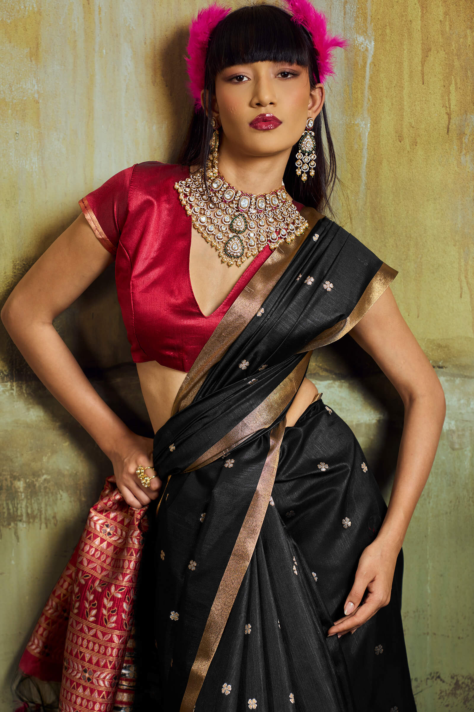 Inspiring Black Banarasi Handloom Silk Saree With Prodigal Blouse Piece