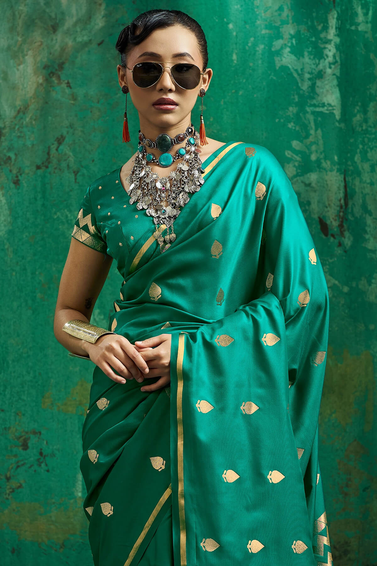Surreptitious Sea Green Banarasi Satin Silk Saree With Confounding Blouse
