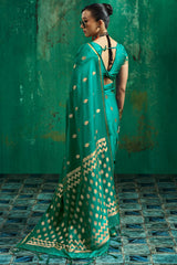 Surreptitious Sea Green Banarasi Satin Silk Saree With Confounding Blouse