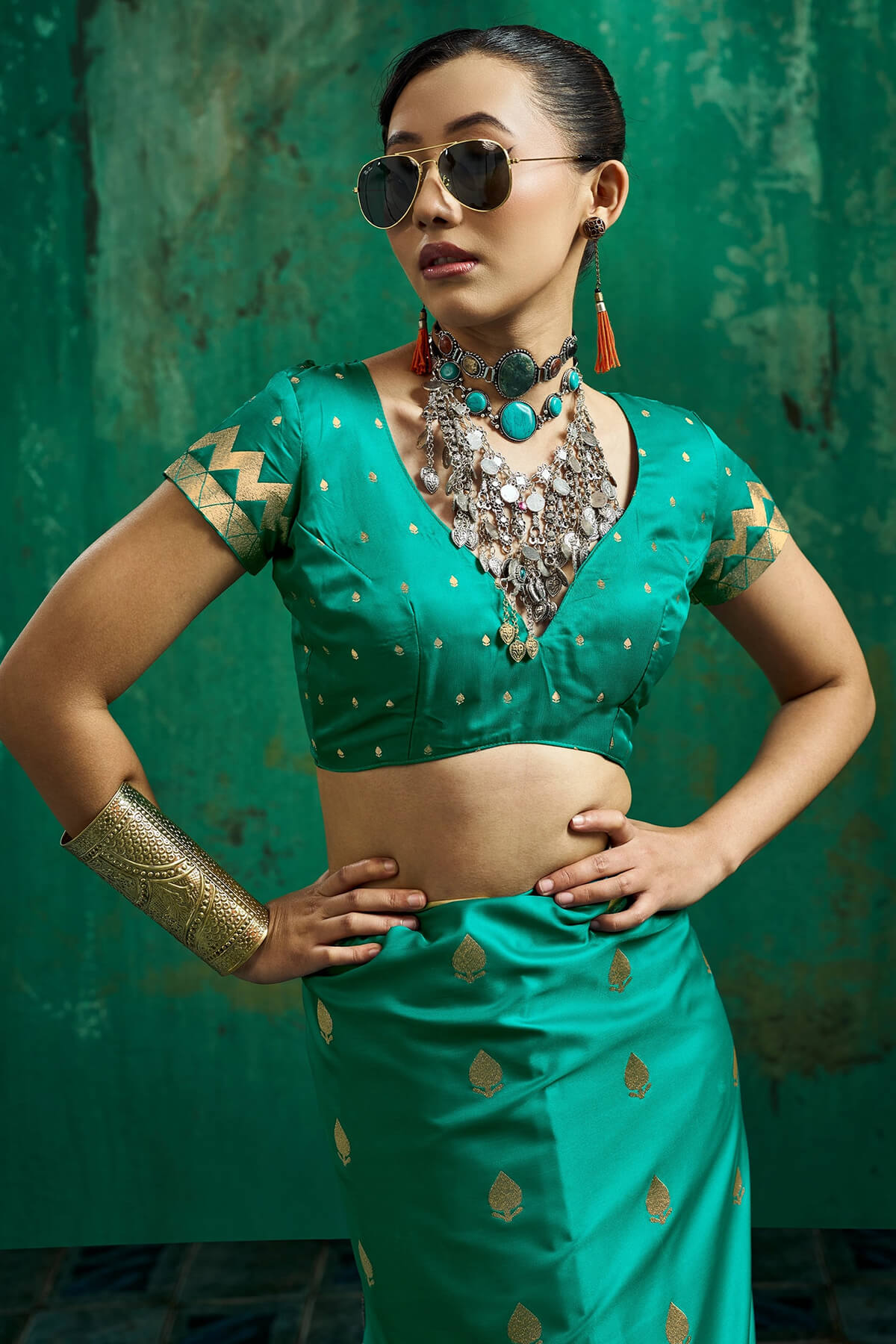 Surreptitious Sea Green Banarasi Satin Silk Saree With Confounding Blouse