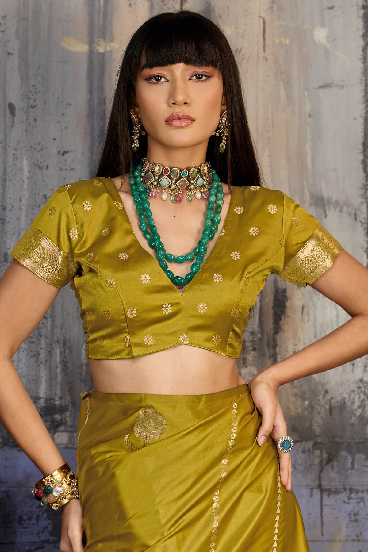 Supernal Mustard Banarasi Satin Silk Saree With Forbearance Blouse