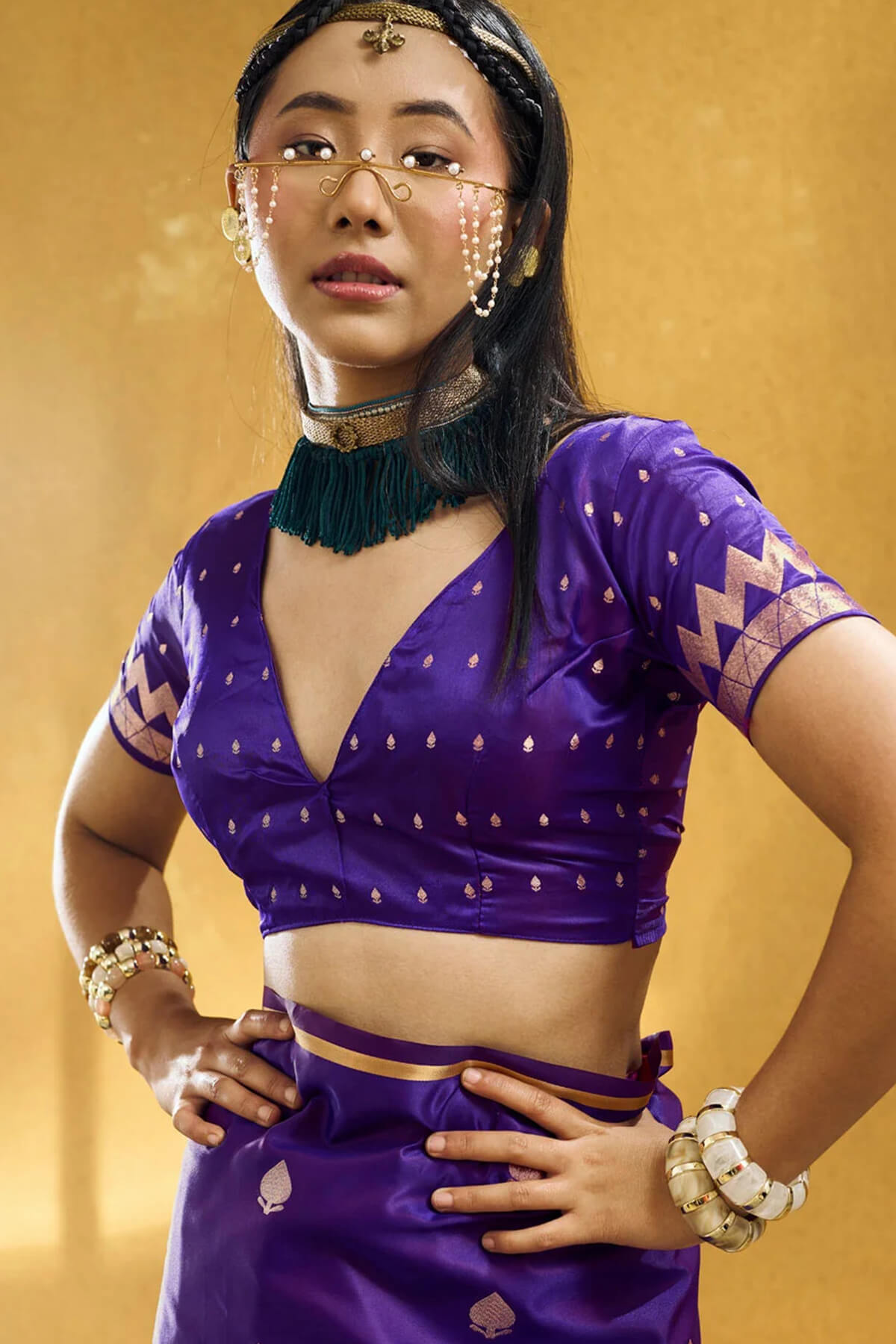 Elegant Purple Banarasi Satin Silk Saree With Transcendent Blouse