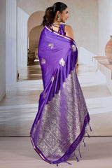 Exemplary Purple Banarasi Satin Silk Saree With Pleasant Blouse