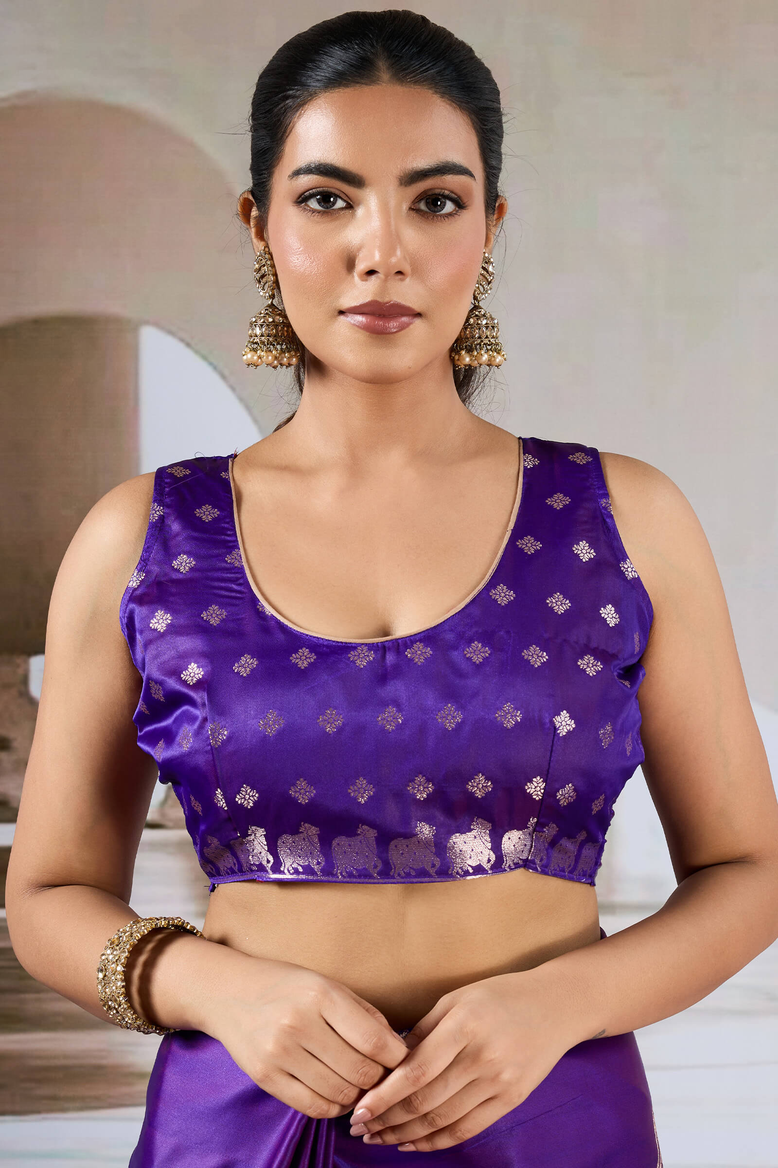 Exemplary Purple Banarasi Satin Silk Saree With Pleasant Blouse