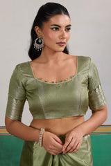 Dulcet Green Banarasi Satin Silk Saree With Felicitous Blouse