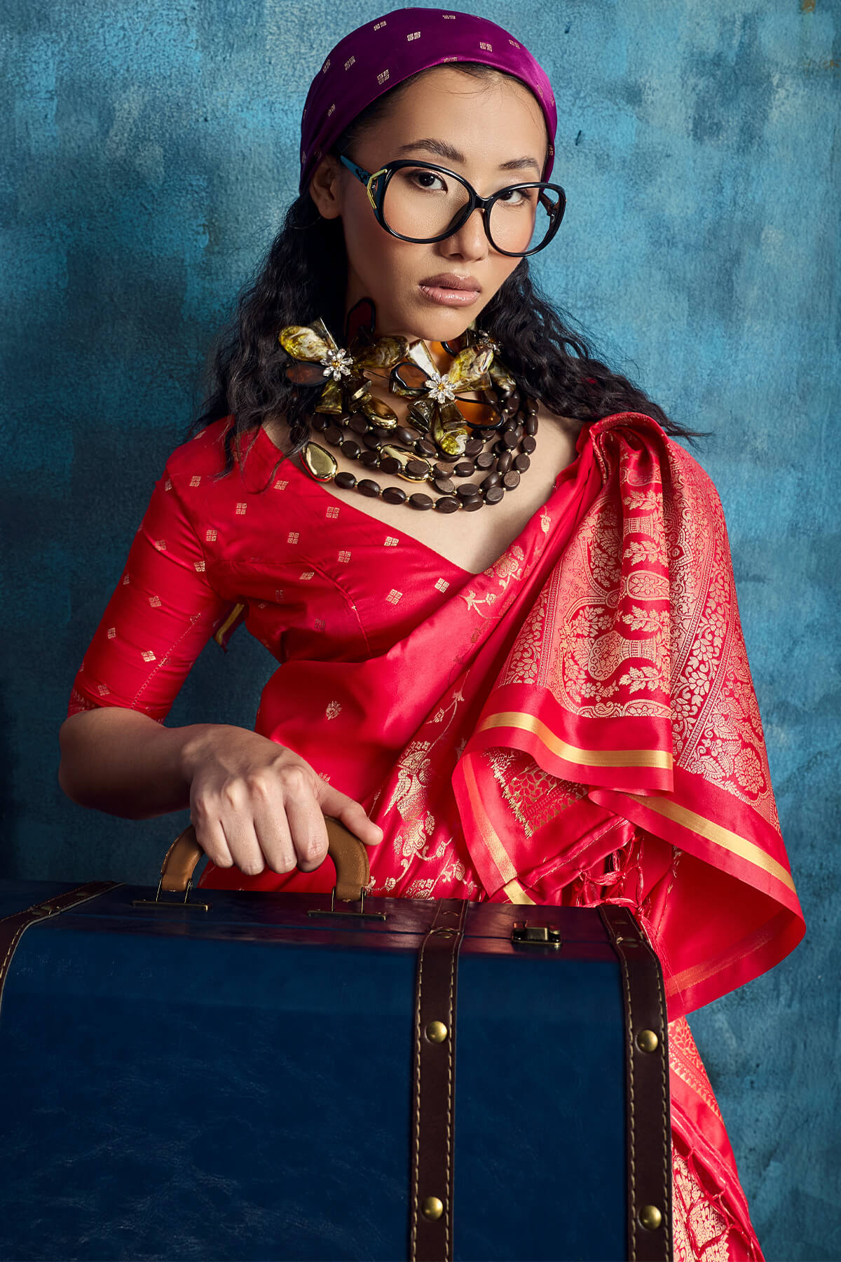Resonant Dark Pink Banarasi Satin Silk Saree With Marvellous Blouse