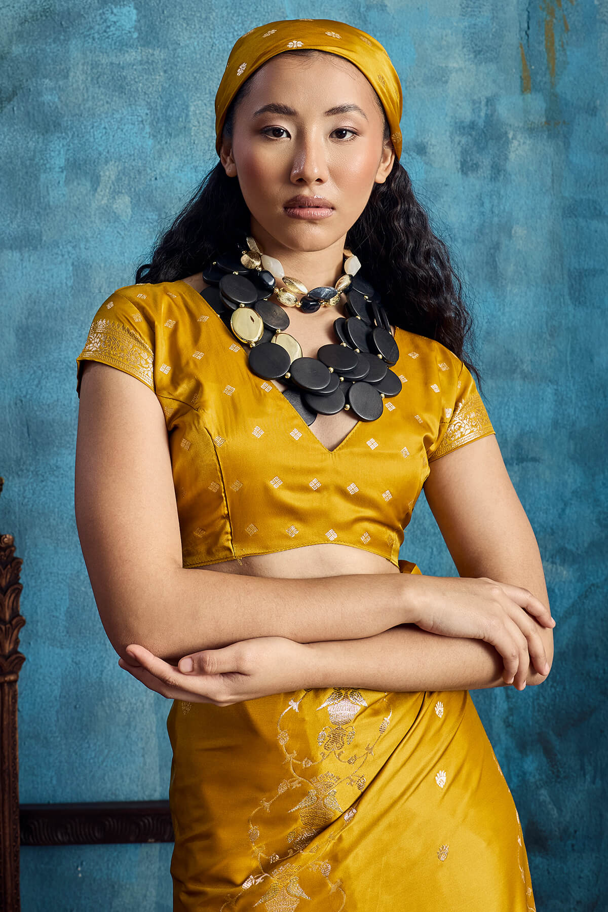 Luxuriant Mustard Banarasi Satin Silk Saree With Seraphic Blouse