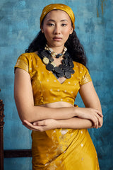 Luxuriant Mustard Banarasi Satin Silk Saree With Seraphic Blouse