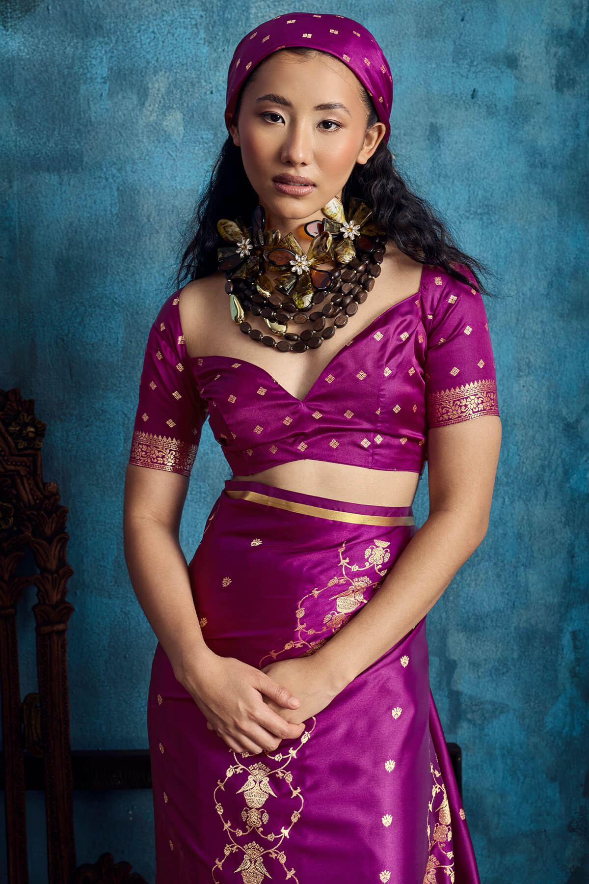 Beauteous Magenta Banarasi Satin Silk Saree With Evocative Blouse