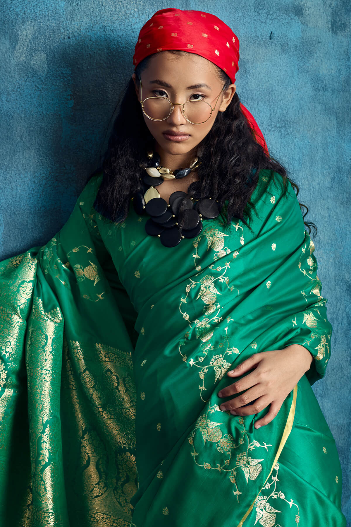 Evanescent Sea Green Banarasi Satin Silk Saree With Flattering Blouse