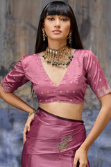 Jubilant Pink Banarasi Satin Silk Saree With Surpassing Blouse