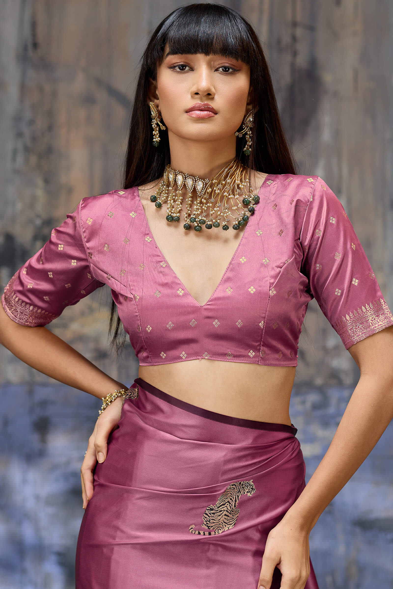 Jubilant Pink Banarasi Satin Silk Saree With Surpassing Blouse