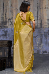 Mesmeric Mustard Banarasi Satin Silk Saree With Rhapsody Blouse