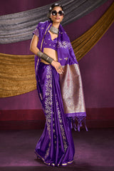 Vestigial Violet Banarasi Satin Silk Saree With Preferable Blouse