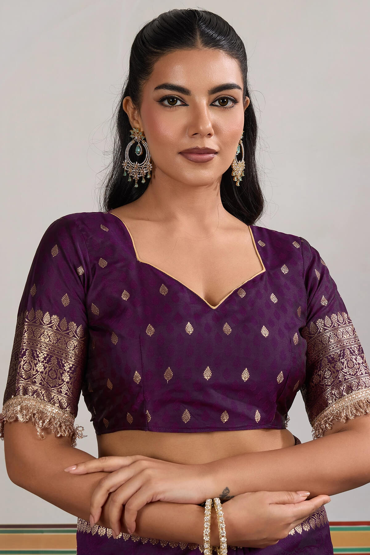 Admirable Purple Pure Zari Weaving Banarasi Silk Saree With Fancy Lace Border
