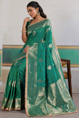 Scintilla Sea Green Pure Zari Weaving Banarasi Silk Saree With Fancy Lace Border