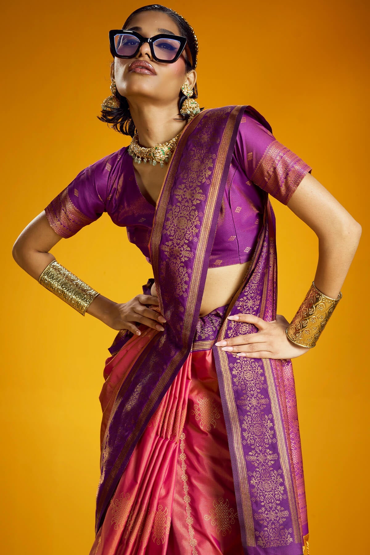 Charming Pink Pure Zari Weaving Banarasi Silk Saree With Tantalizing Blouse Piece