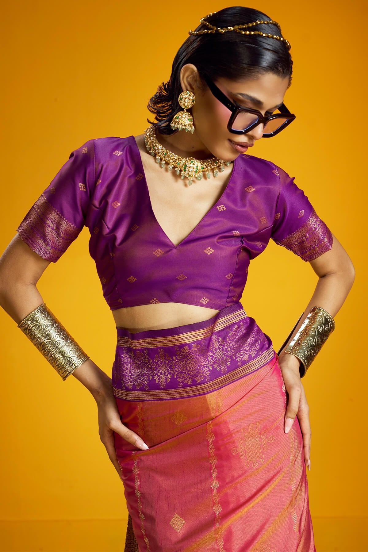Charming Pink Pure Zari Weaving Banarasi Silk Saree With Tantalizing Blouse Piece