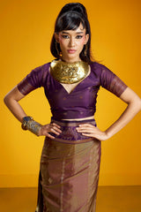 Murmurous Brown Pure Zari Weaving Banarasi Silk Saree With Mesmeric Blouse Piece