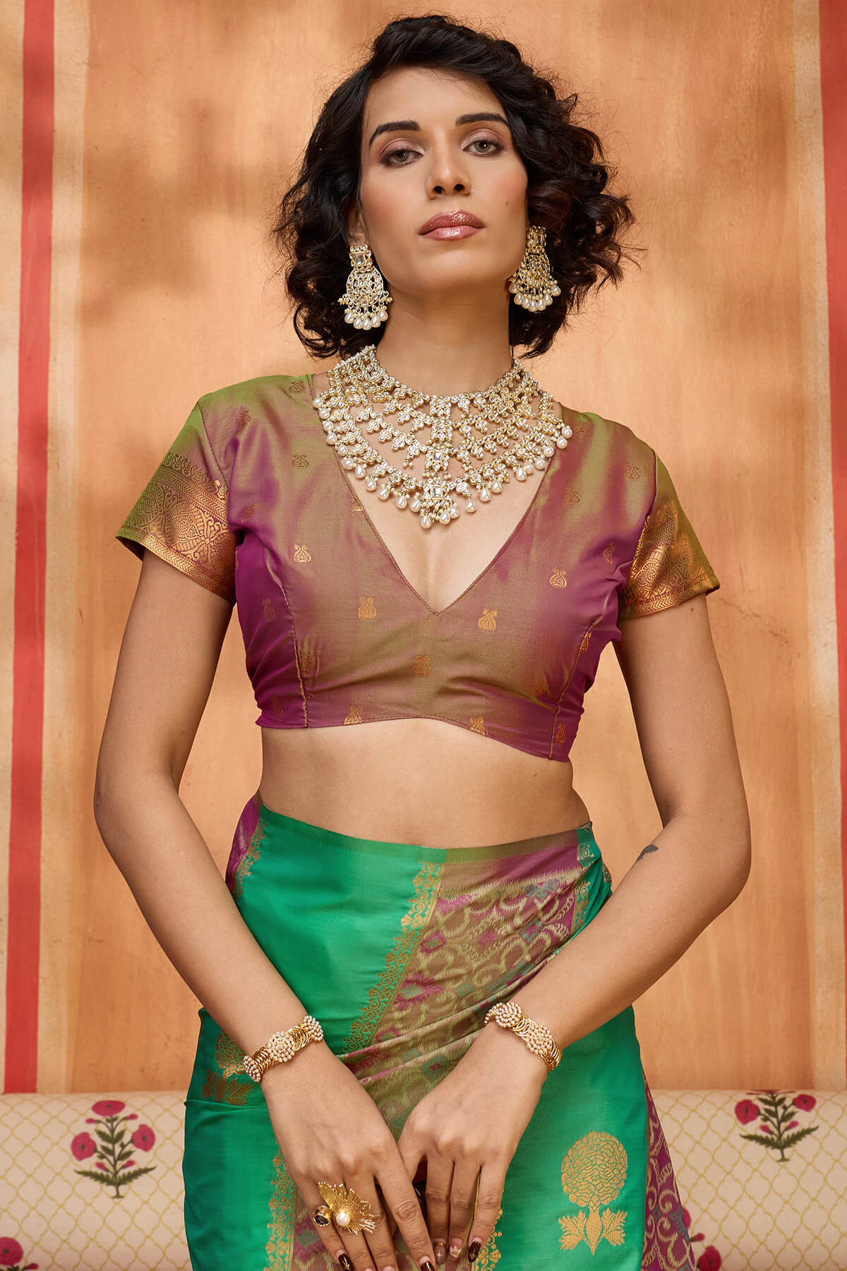 Incomparable Green Pure Zari Weaving Banarasi Silk Saree With Nebula Blouse Piece