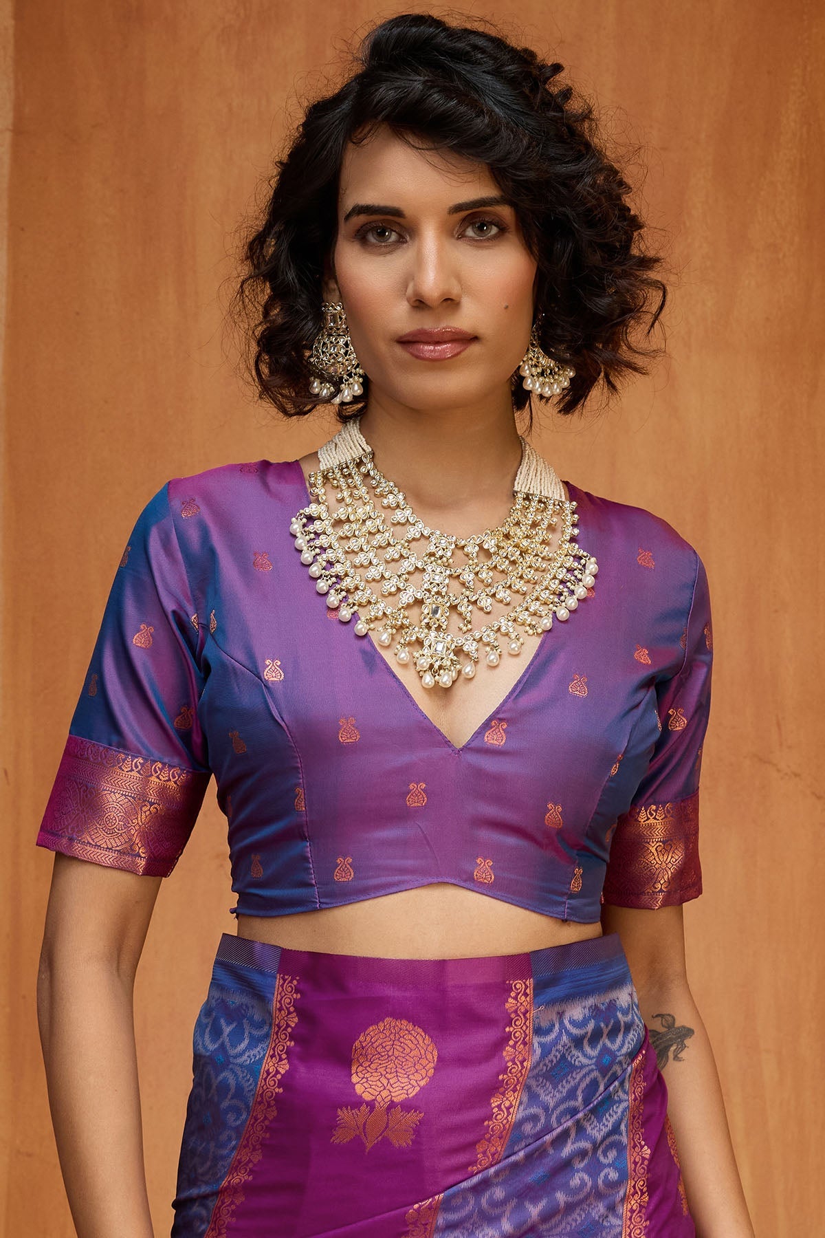Profuse Wine Pure Zari Weaving Banarasi Silk Saree With Phenomenal Blouse Piece