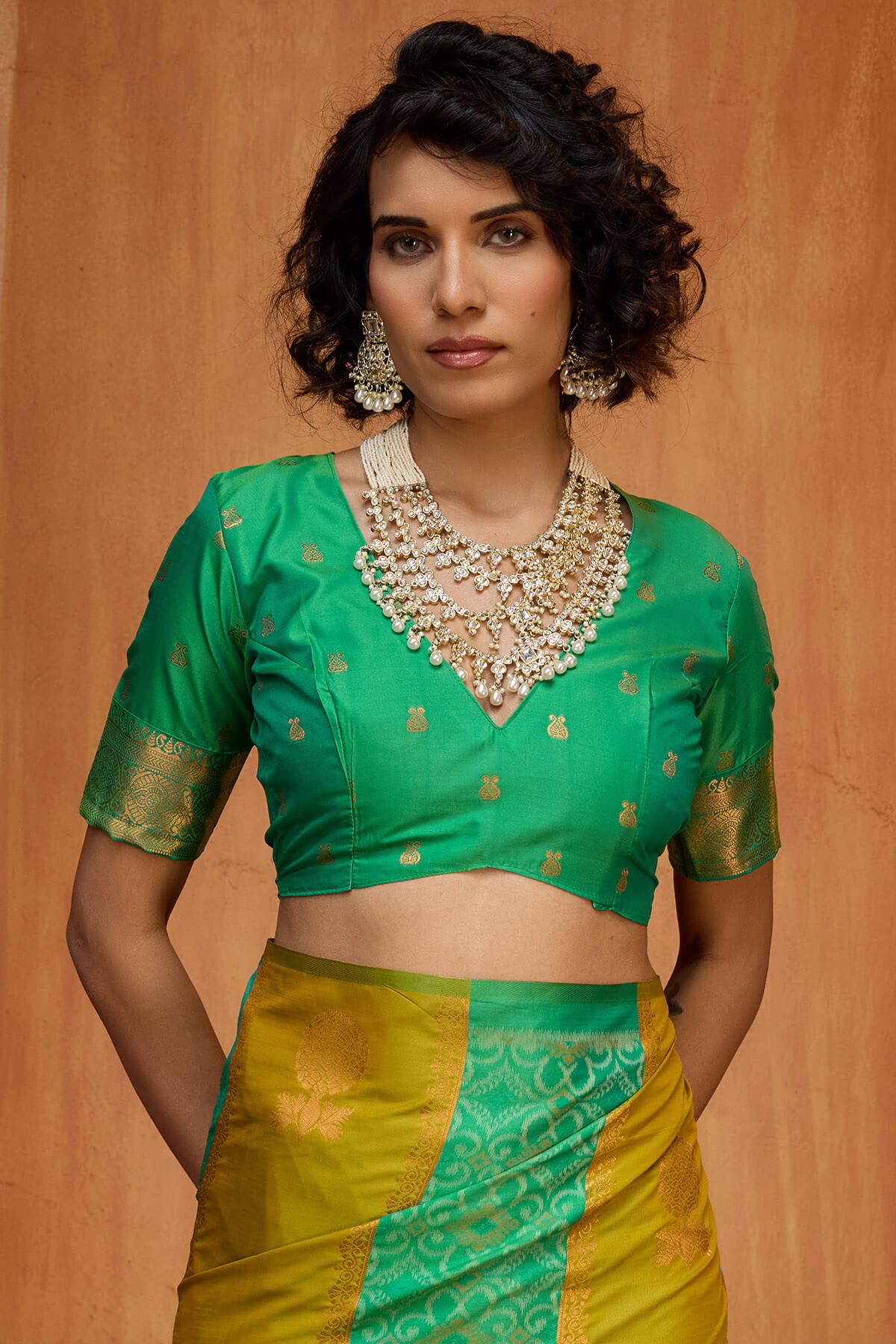Moiety Mustard Pure Zari Weaving Banarasi Silk Saree With Scintillating Blouse Piece