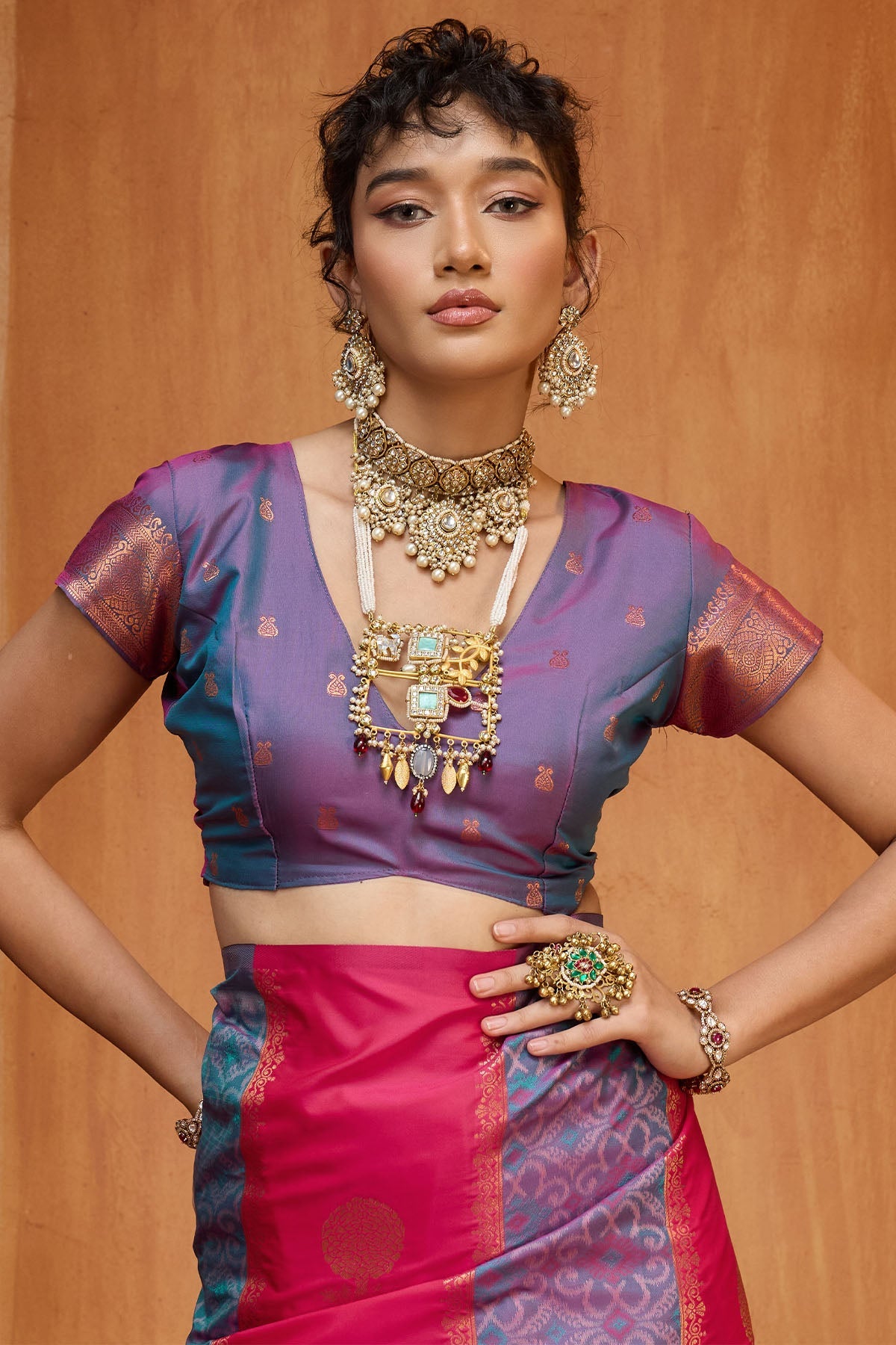 Amazing Dark Pink Pure Zari Weaving Banarasi Silk Saree With Intricate Blouse Piece