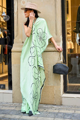 Mellifluous Pista Digital Printed Satin Silk Saree With Staggering Blouse Piece