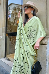 Mellifluous Pista Digital Printed Satin Silk Saree With Staggering Blouse Piece