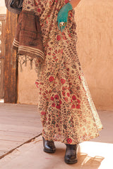 Entrancing Beige  Digital Printed Tissue Silk Saree With Ideal Blouse Piece
