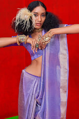 Twirling Lavender Soft Banarasi Silk Saree With Exquisite Blouse Piece