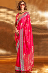 Surpassing Dark Pink Soft Banarasi Silk Saree With Adorable Blouse