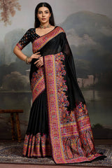 Ratatouille Black Pashmina saree With Prodigal Blouse Piece
