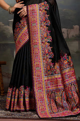 Ratatouille Black Pashmina saree With Prodigal Blouse Piece