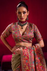 Ineffable Grey Pashmina saree With Evanescent Blouse Piece