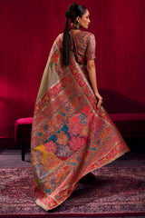 Ineffable Grey Pashmina saree With Evanescent Blouse Piece
