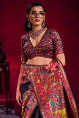 Refreshing Black Pashmina saree With Beleaguer Blouse Piece