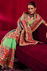 Jazzy Pista Pashmina saree With Inspiring Blouse Piece