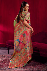 Jazzy Pista Pashmina saree With Inspiring Blouse Piece