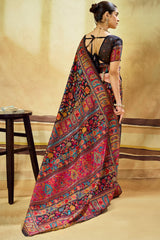 Arresting Black Pashmina Saree With Comely Blouse Piece