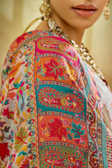 Glamorous Beige Pashmina Saree With Charming Blouse Piece