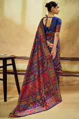 Propinquity Navy Blue Pashmina Saree With Ephemeral Blouse Piece