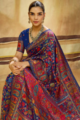 Propinquity Navy Blue Pashmina Saree With Ephemeral Blouse Piece