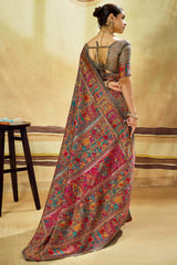 Sensational Grey Pashmina Saree With Panache Blouse Piece